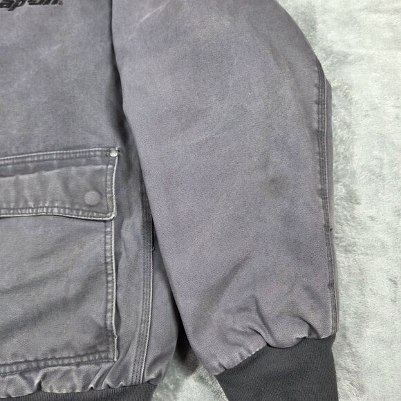 Snap On Tools Jacket Mens XL Gray Distressed Quilt Lined Hooded Canvas Coat - Picture 8 of 16